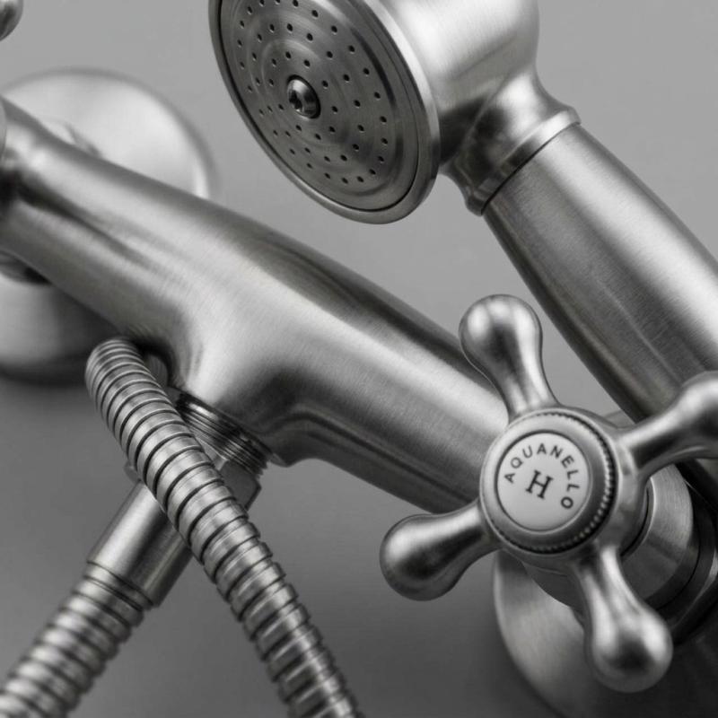Aquanello Heritage Ascot Klassieke Opbouw Douchekraanset met Sterknoppen RVS inclusief Handdouche NB-2002-HA
